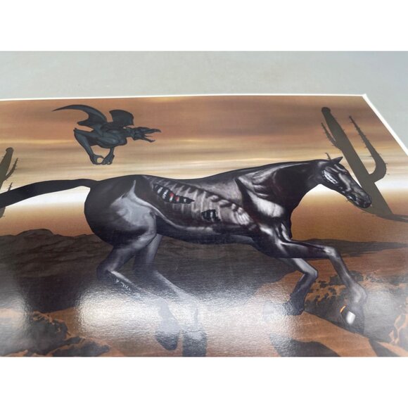 LE GM black horse robot print artwork signed 14/50 16x12" scorpion READ - Picture 4 of 6